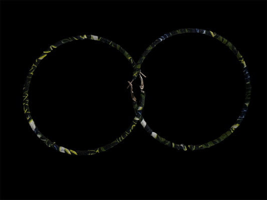 Kuku's Green and Yellow African Print Fabric Wrapped Hoop Earrings