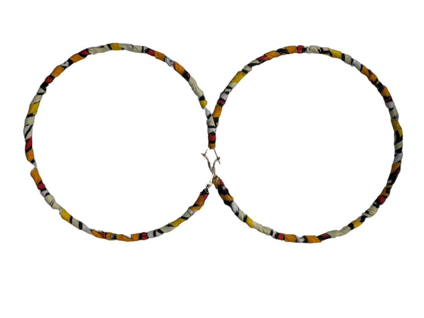 Kuku's Yellow and Orange African Print Fabric Wrapped Hoop Earrings