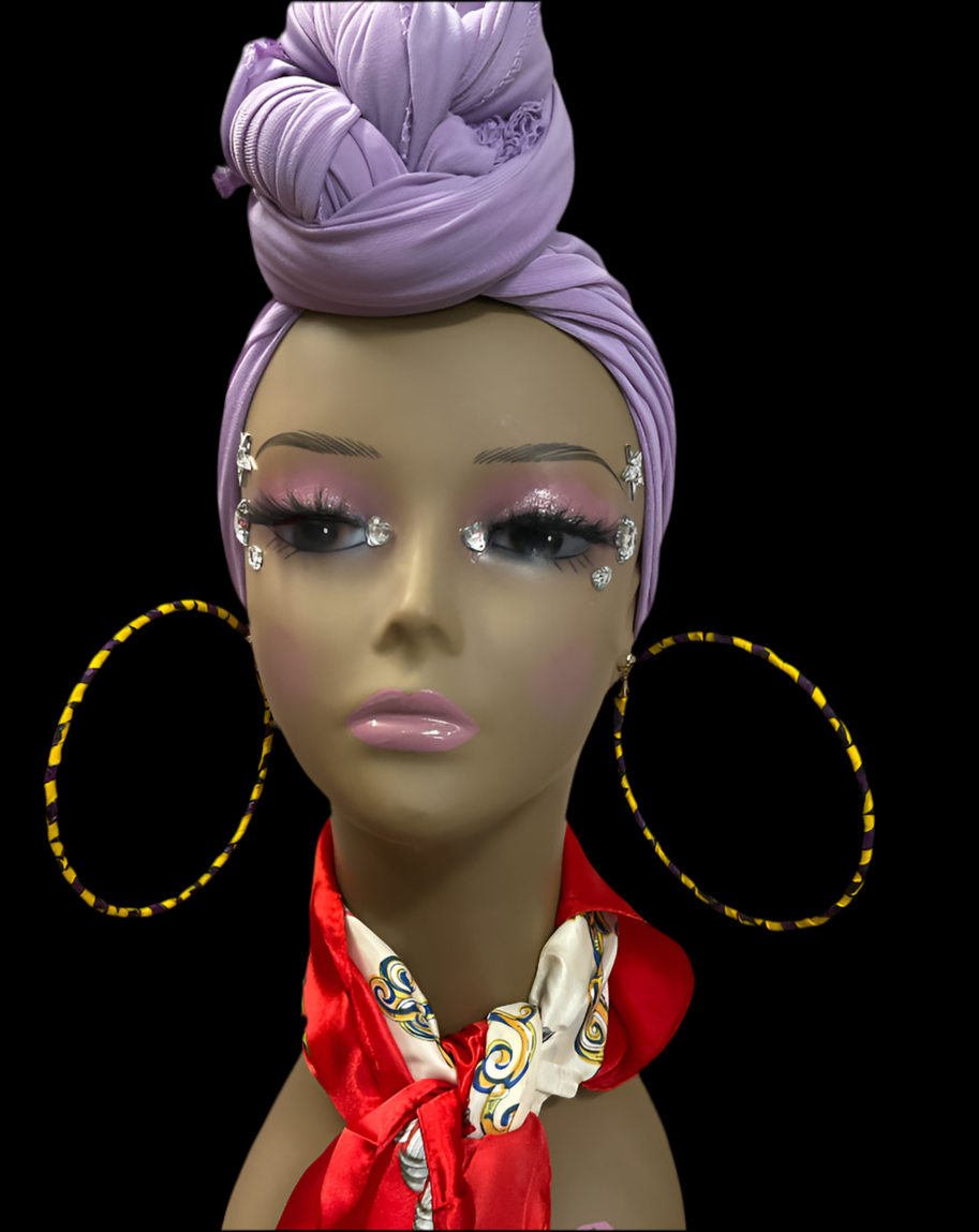 African Print Fabric Wrapped Hoop Earrings