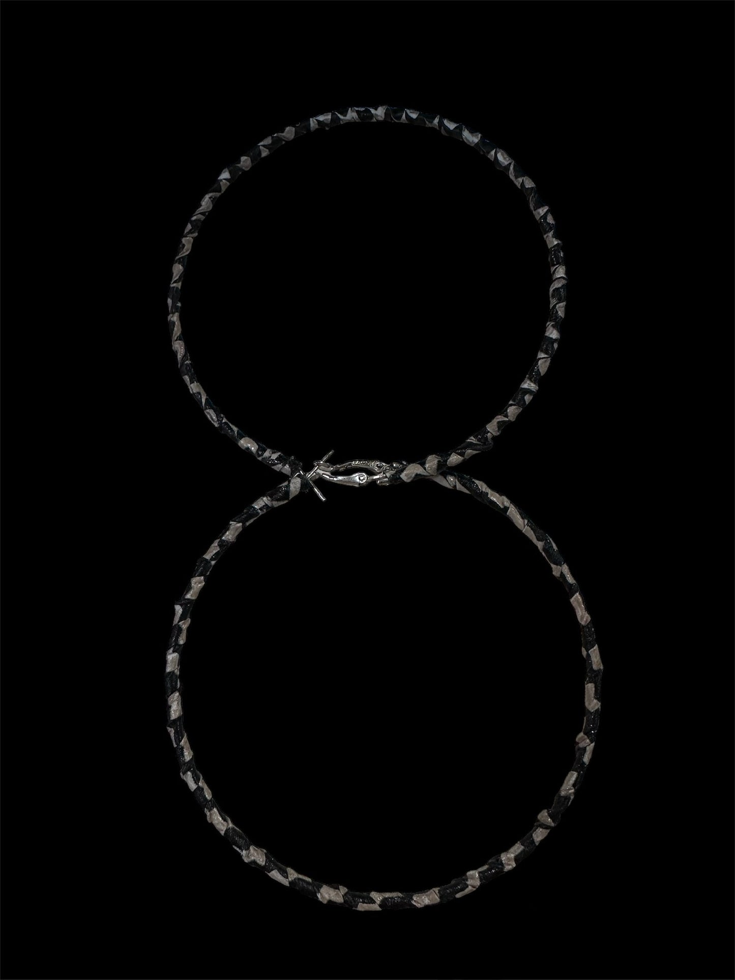 Kuku's Black and Gray African Print Fabric Wrapped Hoop Earrings