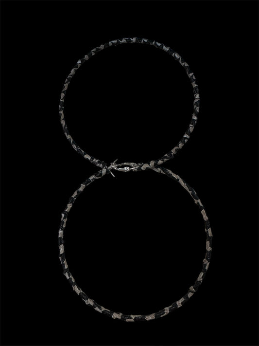 Kuku's Black and Gray African Print Fabric Wrapped Hoop Earrings