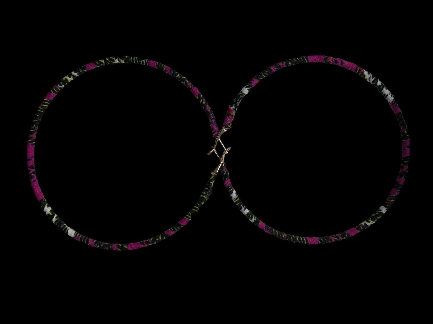 Kuku's Purple and Green African Print Fabric Wrapped Hoop Earrings