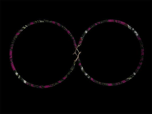 Kuku's Purple and Green African Print Fabric Wrapped Hoop Earrings