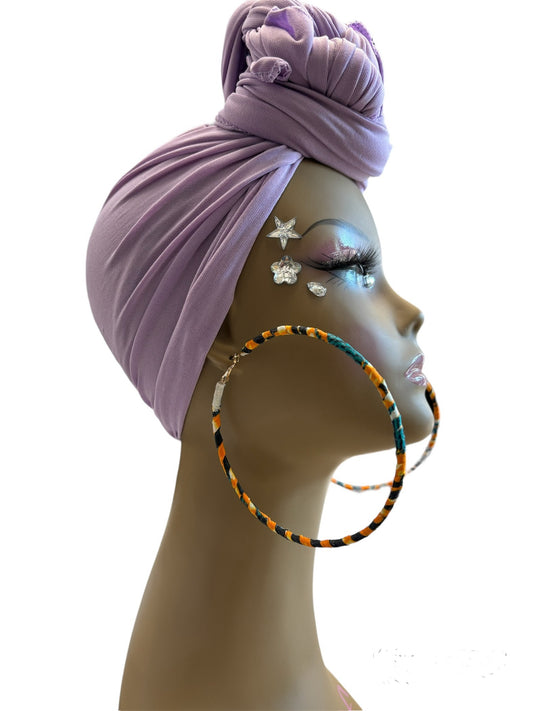 African Fabric Wrapped Hoop Earrings